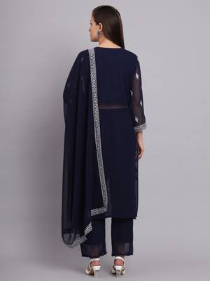 Blue Colour Nayra Cut Ready to Wear Salwaar Kameez For Party Looks 2