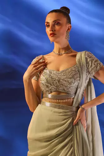 Light sage green nerissa saree set