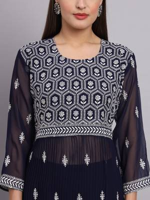Blue Colour Nayra Cut Ready to Wear Salwaar Kameez For Party Looks 3