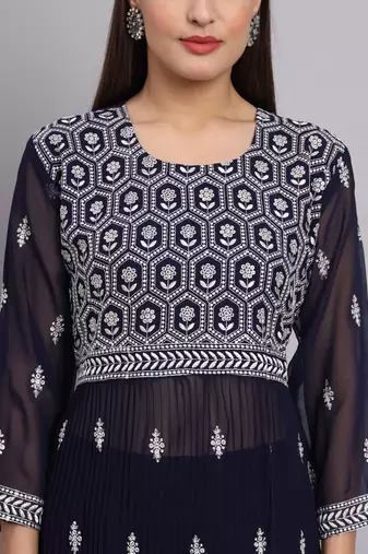 Blue Colour Nayra Cut Ready to Wear Salwaar Kameez For Party Looks