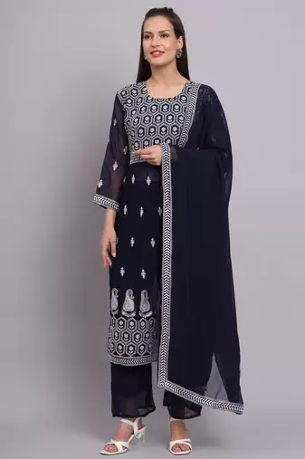 Blue Colour Nayra Cut Ready to Wear Salwaar Kameez For Party Looks