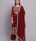 Maroon Colour Nayra Cut Ready to Wear Salwaar Kameez For Party Looks