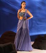 Iris purple amaris drape saree set