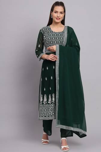 Green Colour Designer Nayra Cut Ready to Wear Salwaar Kameez For Party Looks