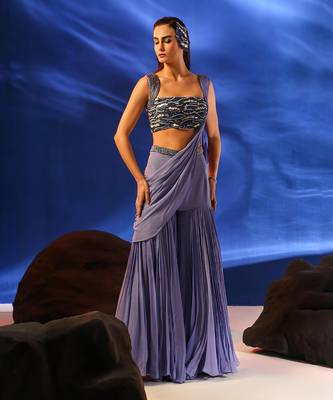 Iris purple amaris drape saree set 2