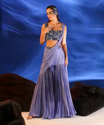 Iris purple amaris drape saree set 3