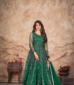 Fancy Anarkali Dress For Wedding Looks In Green Colour