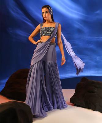 Iris purple amaris drape saree set 5