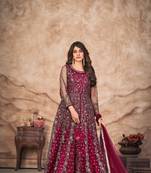 Fancy Anarkali Dress For Wedding Looks In Maroon Colour