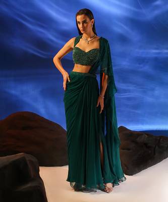 Emerald Green Saree for Women 1