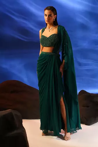 Emerald Green Saree for Women