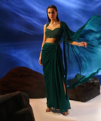 Emerald Green Saree for Women 3