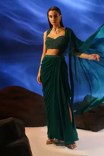 Emerald Green Saree for Women