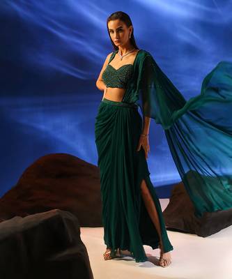 Emerald Green Saree for Women 4
