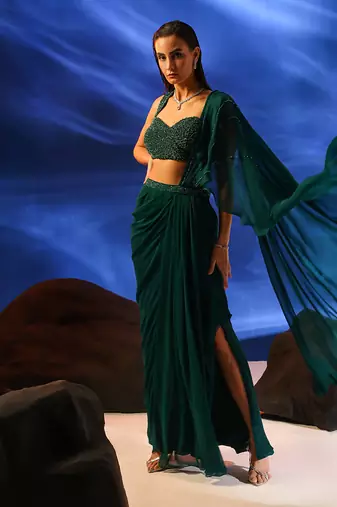 Emerald Green Saree for Women