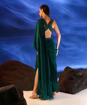Emerald Green Saree for Women 5