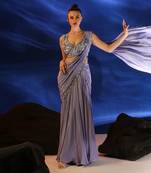 Heather purple asherah drape saree set