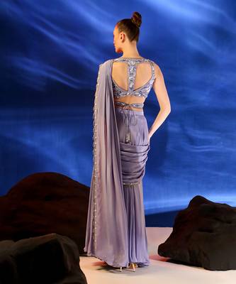 Heather purple asherah drape saree set 2