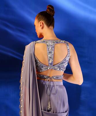 Heather purple asherah drape saree set 5