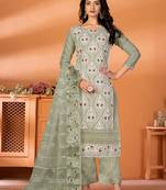 Grey Colour Ethnic Partywear Girlish Salwaar Kaeez