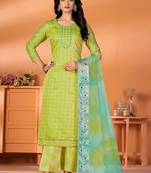Green Colour Designer Ethnic Salwaar Kameez For Girlish Looks