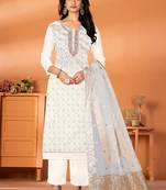 White Colour Graceful Partywear Salwaar Kameez For Girlish Party Looks