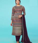 Purple Colour Ethnic Resham Embroidery Work Salwaar Kameez For Fancy Looks