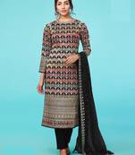 Black Colour Ethnic Resham Embroidery Work Salwaar Kameez For Fancy Looks