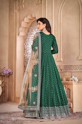 Green Colour Ethnic Anarkali Dress For Beautiful Wedding Looks 2