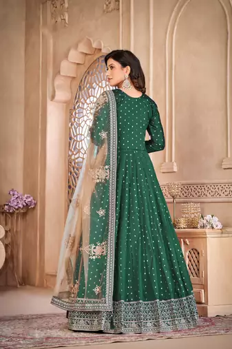  Green Colour Ethnic Anarkali Dress For Beautiful Wedding Looks