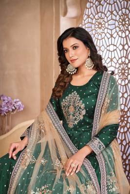  Green Colour Ethnic Anarkali Dress For Beautiful Wedding Looks 3