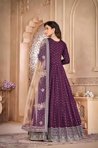  Purple Colour Ethnic Anarkali Dress For Beautiful Wedding Looks