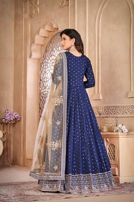  Blue Colour Ethnic Anarkali Dress For Beautiful Wedding Looks 2