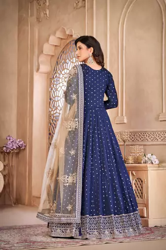  Blue Colour Ethnic Anarkali Dress For Beautiful Wedding Looks