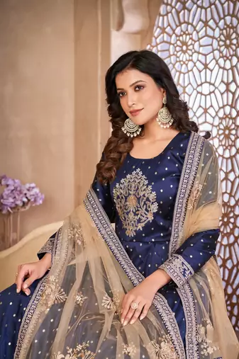  Blue Colour Ethnic Anarkali Dress For Beautiful Wedding Looks