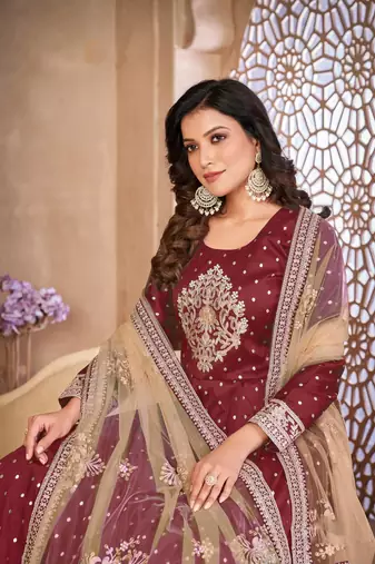  Maroon Colour Ethnic Anarkali Dress For Beautiful Wedding Looks