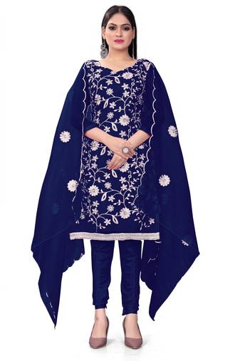 Blue Colour Ethnic Embroidered Salwaar Kameez For Formal Looks