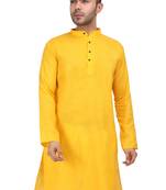 Labelzero Yellow cotton Designer Kurta For Men's
