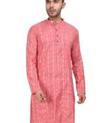 Labelzero Pink cotton Designer Kurta For Men's