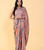 ly Designer Printed Peach Girlish Saree