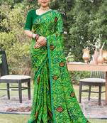 Green Festive Printed Ethnic Casual Saree