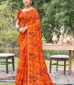 Orange Festive Printed Ethnic Casual Saree