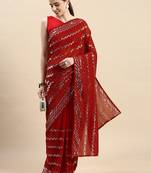 Red Designer Sequins Embroidery Work Partywear Girlish Saree