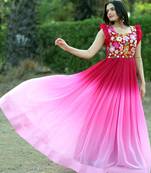 Pink Faux Blooming With Sequins Multi Embroidered Gown