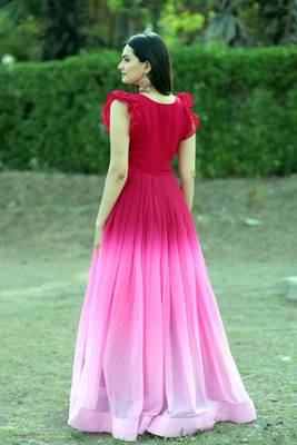 Pink Faux Blooming With Sequins Multi Embroidered Gown 3