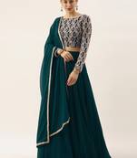 Classy Green Embroidered Thread Work Georgette Wedding Lehenga Choli With Dupatta