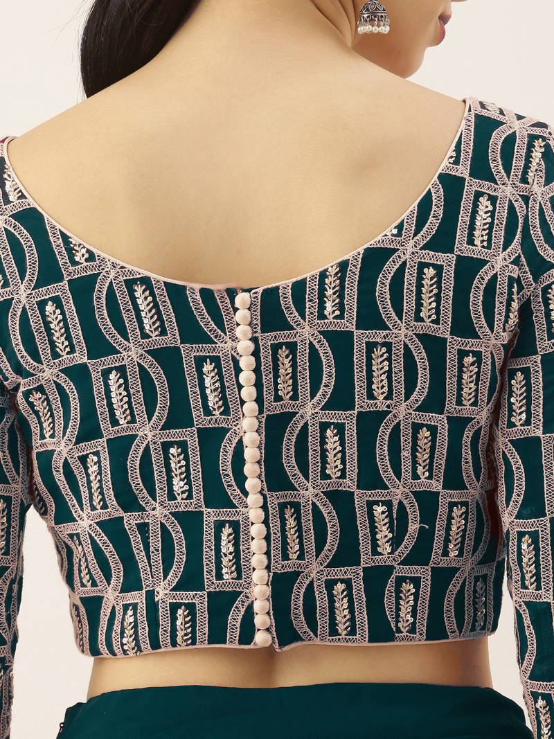 Classy Green Embroidered Thread Work Georgette Wedding Lehenga Choli With Dupatta