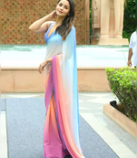 Multi Colour Padding Printed Saree With Blouse Piece.