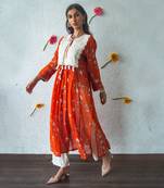 Orange organza kurta set