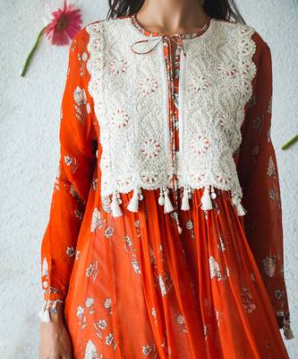 Orange organza kurta set 3